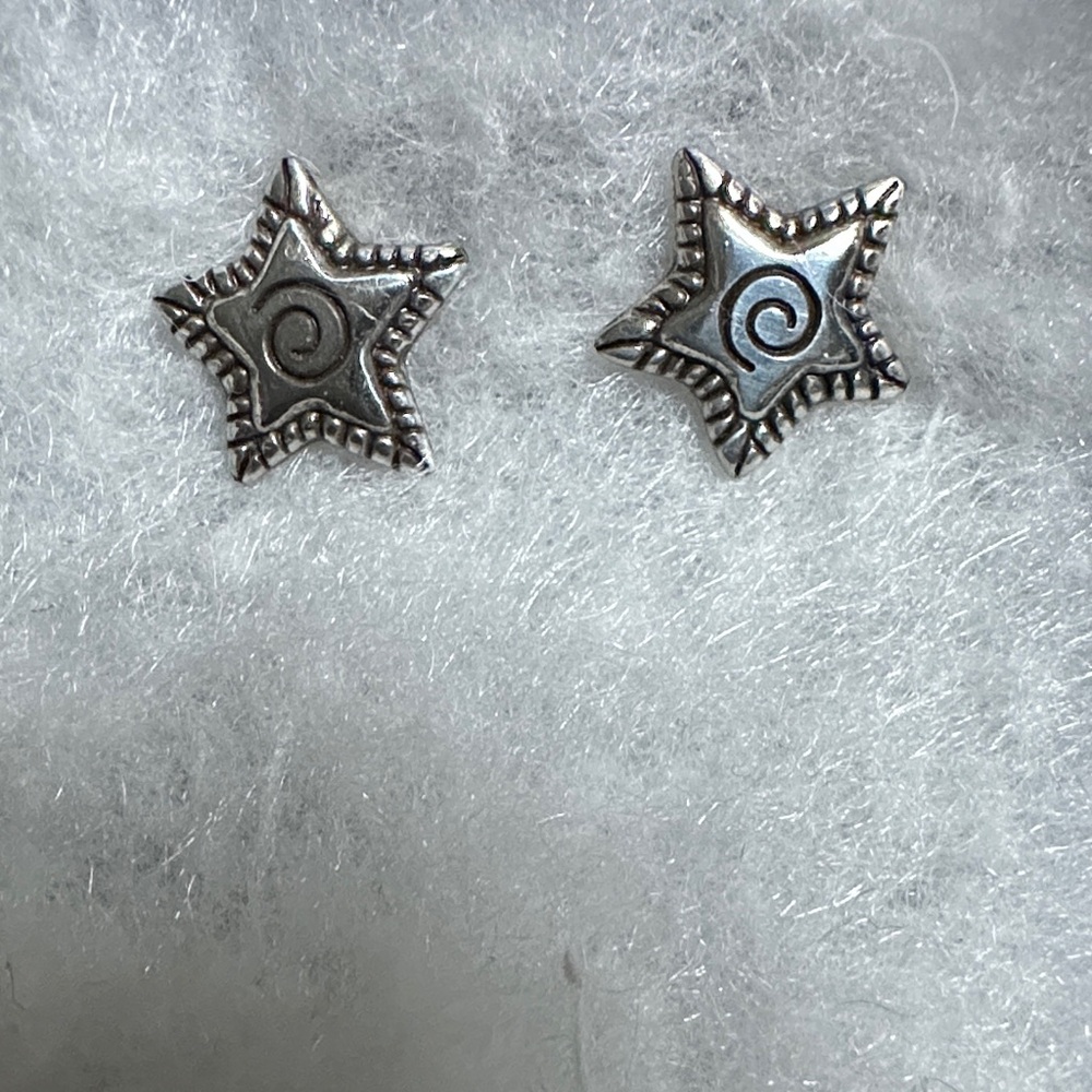 Brighton Silver Star Spiral Earrings